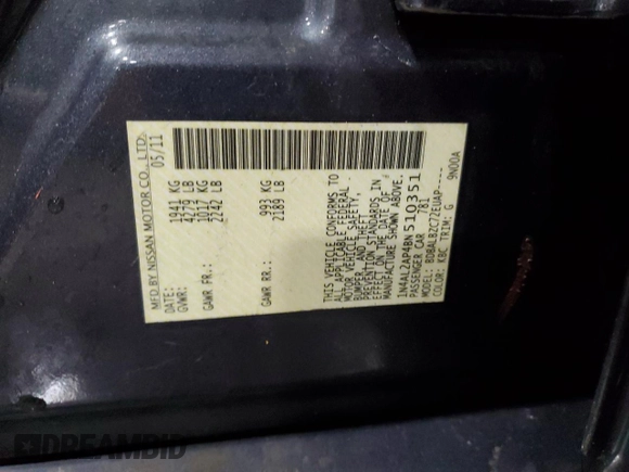 2011 Nissan Altima 2.5 S with VIN 1N4AL2AP4BN510351, listed as a Copart auction lot 49883355 with 156,988 mi miles and Salvage Title. Bid and sale history available at carsss.com. Image 12.