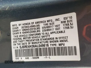 2010 Honda CR-V LX с VIN 5J6RE4H36AL049616, выставлен на аукционе Copart как лот 60934845 с пробегом 289 232 миль миль и Чистый • Clean title. История ставок и продаж доступна на DreamBid. Изображение 12.