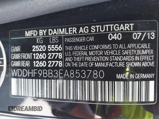 2014 Mercedes-Benz E 550 Sport with VIN WDDHF9BB3EA853780, listed as a IAAI auction lot 42098579 with 156,713 mi miles and . Bid and sale history available at DreamBid. Image 9.