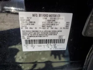 2017 Ford Edge SEL with VIN 2FMPK4J97HBC58177, listed as a Copart auction lot 51791545 with 91,119 mi miles and Clean Title. Bid and sale history available at carsss.com. Image 13.