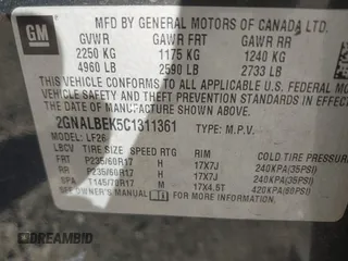 2012 Chevrolet Equinox LS with VIN 2GNALBEK5C1311361, listed as a IAAI auction lot 42151665 with 112,846 mi miles and . Bid and sale history available at DreamBid. Image 9.