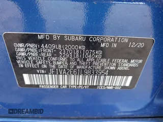 2020 Subaru WRX STI with VIN JF1VA2E61L9833954, listed as a IAAI auction lot 42336349 with 58,668 mi miles and . Bid and sale history available at DreamBid. Image 9.
