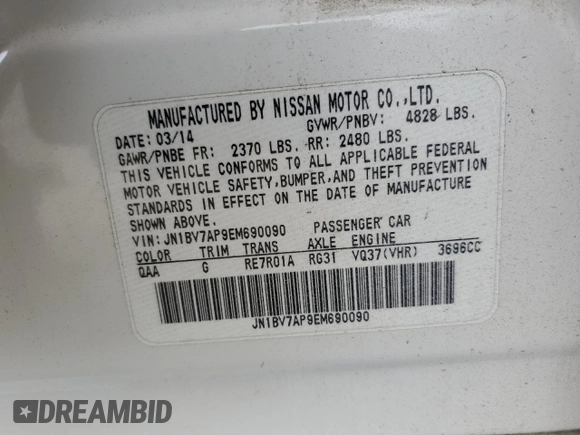 2014 Infiniti Q50 Premium z VIN JN1BV7AP9EM690090, wystawiony jako Copart lot #45175265 z przebiegiem 112 994 mil mil oraz Szkoda całkowita • Salvage title. Historia ofert i sprzedaży dostępna na DreamBid. Obrazek 13.