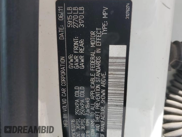 2012 Volvo XC90 Premier Plus с VIN YV4952CY9C1612716, выставлен на аукционе Copart как лот 55654995 с пробегом 194 787 миль миль и Списание • Salvage title. История ставок и продаж доступна на DreamBid. Изображение 14.