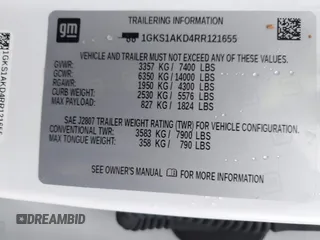 2024 GMC Yukon SLE with VIN 1GKS1AKD4RR121655, listed as a IAAI auction lot 41532210 with 9,551 mi miles. Bid and sale history available at carsss.com. Image 9.