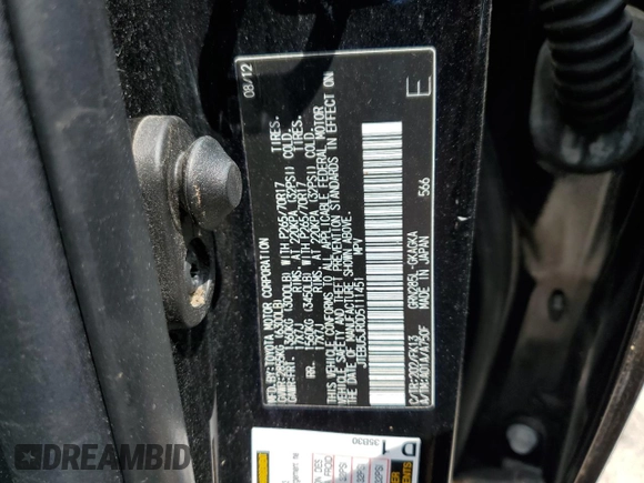 2013 Toyota 4Runner SR5 with VIN JTEBU5JR0D5111451, listed as a Copart auction lot 61340615 with Not provided miles and Non repairable. Bid and sale history available at DreamBid. Image 13.