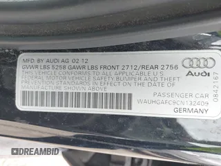 2012 Audi A6 Prestige с VIN WAUHGAFC9CN132409, выставлен на аукционе IAAI как лот 42099722 с пробегом Не указан миль и . История ставок и продаж доступна на DreamBid. Изображение 9.
