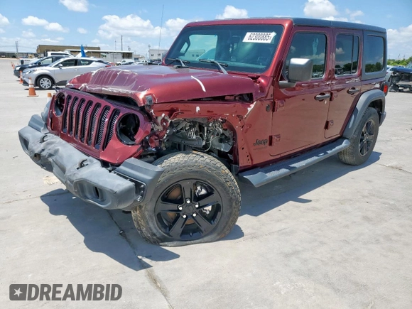2021 Jeep Wrangler Unlimited Sport S with VIN 1C4HJXDN9MW596033, listed as a Copart auction lot 62300885 with 14,633 mi miles and Salvage title. Bid and sale history available at DreamBid. Image 1.