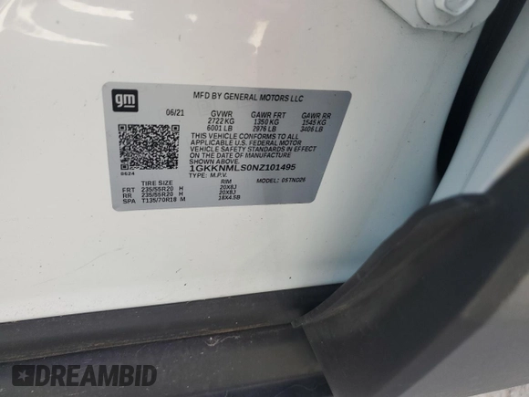 2022 GMC Acadia SLT with VIN 1GKKNMLS0NZ101495, listed as a Copart auction lot 77628424 with Not provided miles and Non repairable. Bid and sale history available at DreamBid. Image 14.