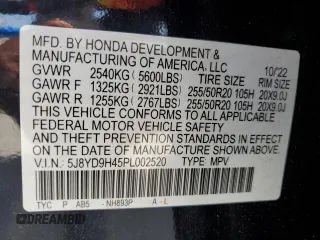 2023 Acura MDX Technology with VIN 5J8YD9H45PL002520, listed as a Copart auction lot 51916355 with 28,040 mi miles and Salvage title. Bid and sale history available at DreamBid. Image 15.