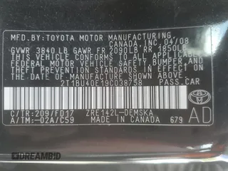 2009 Toyota Corolla with VIN 2T1BU40E19C038758, listed as a Copart auction lot 55468665 with 197,790 mi miles and Clean Title. Bid and sale history available at carsss.com. Image 12.