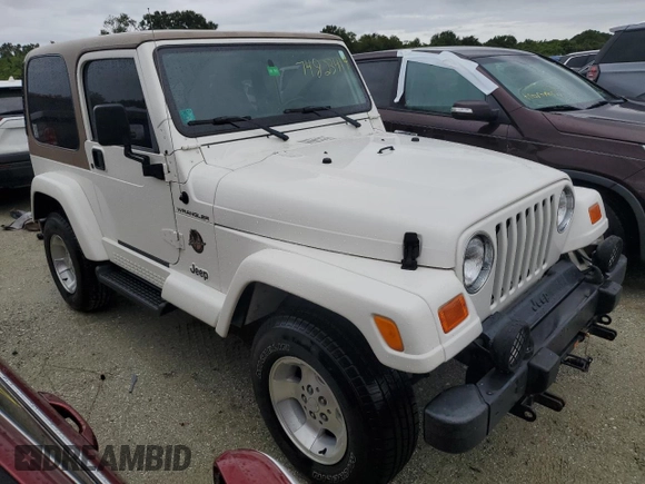 2002 Jeep Wrangler Sahara with VIN 1J4FA59S02P727359, listed as a Copart auction lot 74823414 with 84,186 mi miles and Salvage Title. Bid and sale history available at carsss.com. Image 4.