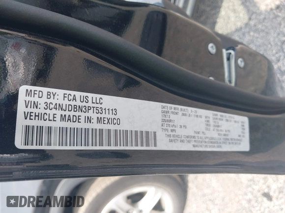 2023 Jeep Compass Altitude z VIN 3C4NJDBN3PT531113, wystawiony jako IAAI lot #42424849 z przebiegiem Nie podano mil oraz . Historia ofert i sprzedaży dostępna na DreamBid. Obrazek 9.
