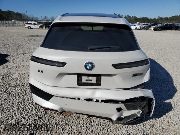 2024 BMW iX M60 with VIN WB533CF04RCP50036, listed as a Copart auction lot 47402505 with 9,345 mi miles and Salvage Title. Bid and sale history available at carsss.com. Image 6.