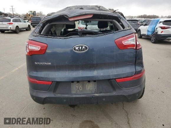2011 Kia Sportage LX with VIN KNDPB3A27B7100410, listed as a Copart auction lot 48421055 with 86,132 mi miles and Salvage Title. Bid and sale history available at carsss.com. Image 6.