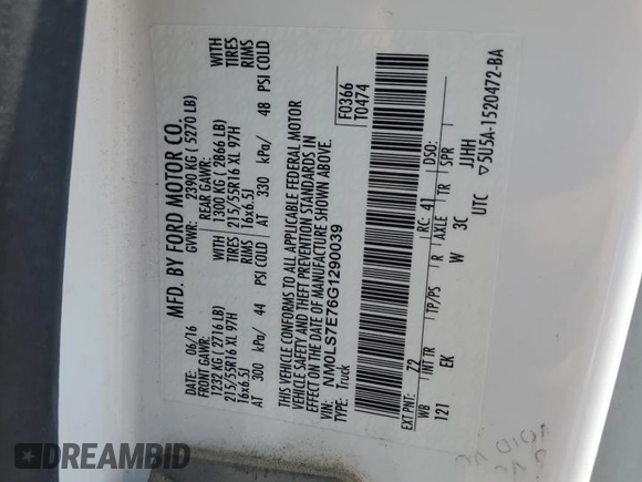 2016 Ford Transit Connect XL с VIN NM0LS7E76G1290039, выставлен на аукционе Copart как лот 56978105 с пробегом 124 803 миль миль и Списание • Salvage title. История ставок и продаж доступна на DreamBid. Изображение 13.