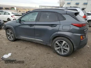 2021 Hyundai Kona Ultimate with VIN KM8K53A52MU656474, listed as a Copart auction lot 84827104 with 77,992 mi miles and Salvage Title. Bid and sale history available at carsss.com. Image 2.