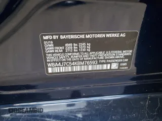 2019 BMW 4 Series 440i xDrive with VIN WBA4J7C54KBM76593, listed as a Copart auction lot 80133444 with 50,030 mi miles and Salvage Title. Bid and sale history available at carsss.com. Image 12.