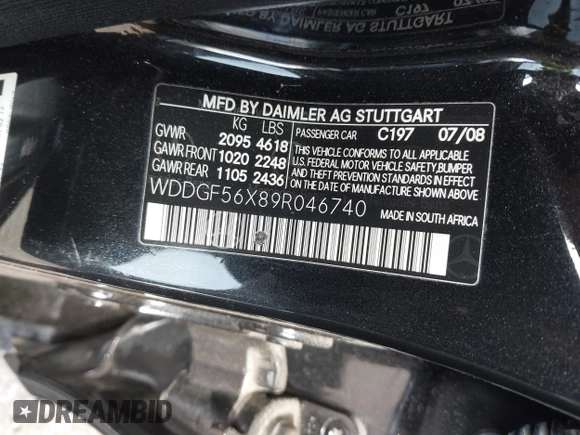 2009 Mercedes-Benz C-Class 3.5L Sport with VIN WDDGF56X89R046740, listed as a IAAI auction lot 41931300 with 150,627 mi miles. Bid and sale history available at carsss.com. Image 9.