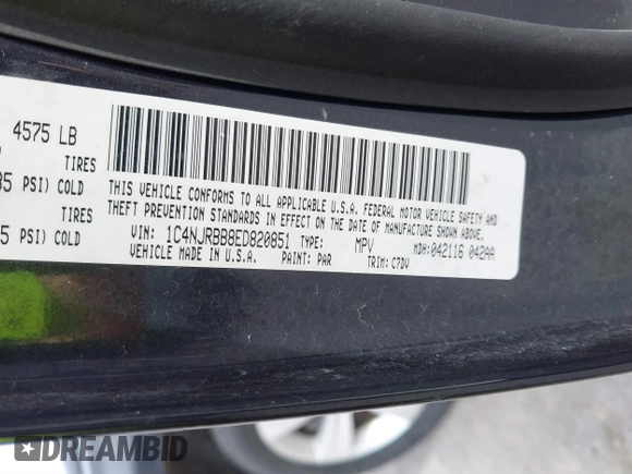 2014 Jeep Patriot Sport with VIN 1C4NJRBB8ED820851, listed as a IAAI auction lot 41858713 with 155,340 mi miles and . Bid and sale history available at carsss.com. Image 9.