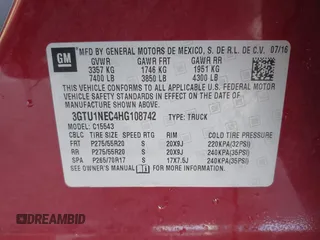 2017 GMC Sierra 1500 with VIN 3GTU1NEC4HG108742, listed as a IAAI auction lot 41811239 with 76,797 mi miles and . Bid and sale history available at DreamBid. Image 9.