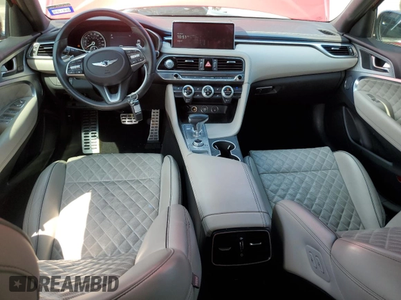 2022 Genesis G70 3.3T z VIN KMTG54TE2NU100889, wystawiony jako Copart lot #55805165 z przebiegiem 30 770 mil mil oraz Szkoda całkowita • Salvage title. Historia ofert i sprzedaży dostępna na DreamBid. Obrazek 8.