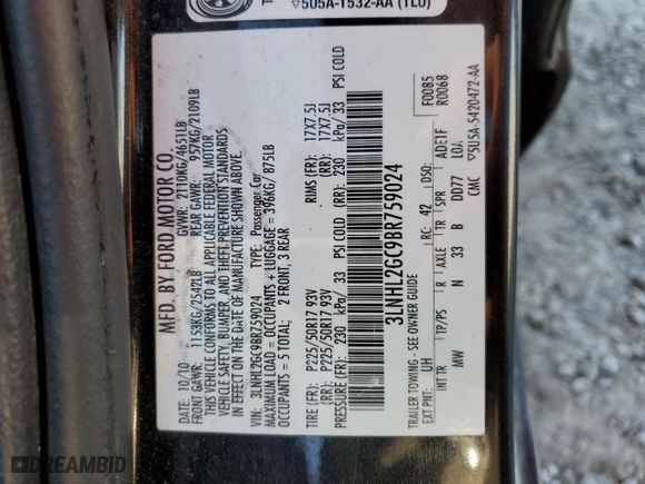 2011 Lincoln MKZ with VIN 3LNHL2GC9BR759024, listed as a Copart auction lot 89176105 with 0 mi miles and Salvage Title. Bid and sale history available at carsss.com. Image 14.
