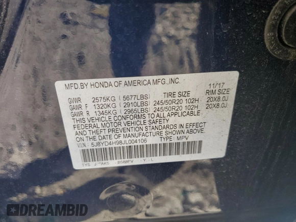 2018 Acura MDX w/Advance/Entertainment Pkg with VIN 5J8YD4H98JL004106, listed as a Copart auction lot 76923764 with 105,349 mi miles and Salvage Title. Bid and sale history available at carsss.com. Image 15.