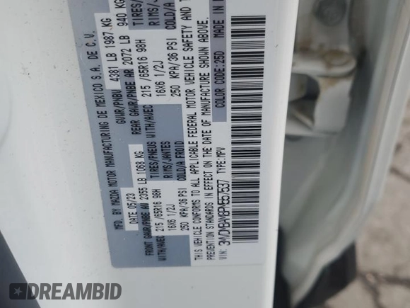 2023 Mazda CX-30 S with VIN 3MVDMBAM8PM557537, listed as a Copart auction lot 61154835 with 23,450 mi miles and Salvage title. Bid and sale history available at DreamBid. Image 13.
