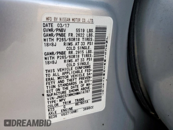 2017 Infiniti QX70 z VIN JN8CS1MW2HM414787, wystawiony jako Copart lot #59272885 z przebiegiem Nie podano mil oraz Czysty tytuł • Clean title. Historia ofert i sprzedaży dostępna na DreamBid. Obrazek 14.