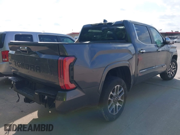 2024 Toyota Tundra 1794 Edition with VIN 5TFMA5DBXRX142402, listed as a IAAI auction lot 42063679 with 17,523 mi miles and . Bid and sale history available at DreamBid. Image 4.