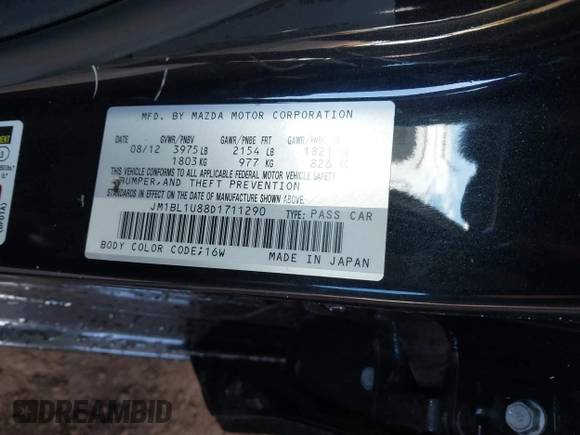 2013 Mazda Mazda3 i Sport with VIN JM1BL1U88D1711290, listed as a IAAI auction lot 41756747 with 100,570 mi miles. Bid and sale history available at carsss.com. Image 9.