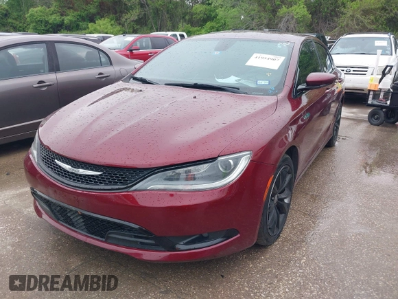 2015 Chrysler 200 S with VIN 1C3CCCBG0FN518187, listed as a IAAI auction lot 41954907 with 167,579 mi miles and . Bid and sale history available at carsss.com. Image 2.