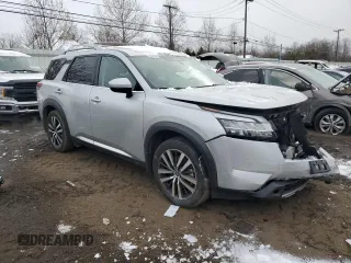 2023 Nissan Pathfinder Platinum with VIN 5N1DR3DK7PC262574, listed as a Copart auction lot 44063835 with 13,480 mi miles and Salvage title. Bid and sale history available at DreamBid. Image 4.