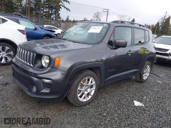 2020 Jeep Renegade Latitude with VIN ZACNJABB3LPL76503, listed as a IAAI auction lot 41467338 with 38,593 mi miles. Bid and sale history available at carsss.com. Image 2.