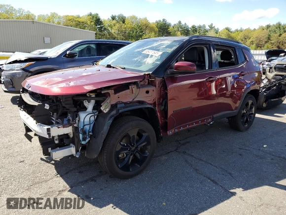 2021 Jeep Compass Altitude with VIN 3C4NJDBB8MT557658, listed as a Copart auction lot 55430545 with 53,691 mi miles and Salvage title. Bid and sale history available at DreamBid. Image 1.