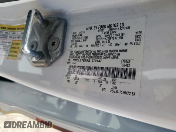 2016 Ford Transit Connect XL с VIN NM0LS7E79G1279147, выставлен на аукционе Copart как лот 65925435 с пробегом 233 740 миль миль и Списание • Salvage title. История ставок и продаж доступна на DreamBid. Изображение 12.