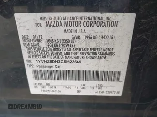 2012 Mazda 6 i Touring with VIN 1YVHZ8DH2C5M23669, listed as a IAAI auction lot 42247758 with 123,389 mi miles and . Bid and sale history available at DreamBid. Image 9.
