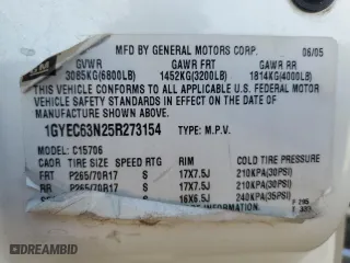 2005 Cadillac Escalade with VIN 1GYEC63N25R273154, listed as a Copart auction lot 45037765 with 0 mi miles and Non Repairable. Bid and sale history available at carsss.com. Image 13.
