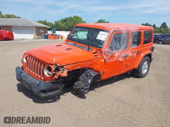 2019 Jeep Wrangler Unlimited Sahara with VIN 1C4HJXEGXKW579982, listed as a IAAI auction lot 42167111 with 98,243 mi miles and . Bid and sale history available at DreamBid. Image 18.