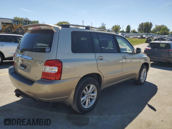 2006 Toyota Highlander Hybrid with VIN JTEEW21A860007516, listed as a Copart auction lot 74111734 with 253,482 mi miles and Salvage Title. Bid and sale history available at carsss.com. Image 3.