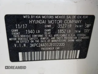 2018 Hyundai Accent SEL with VIN 3KPC24A31JE012335, listed as a Copart auction lot 55033333 with 61,431 mi miles. Bid and sale history available at carsss.com. Image 12.