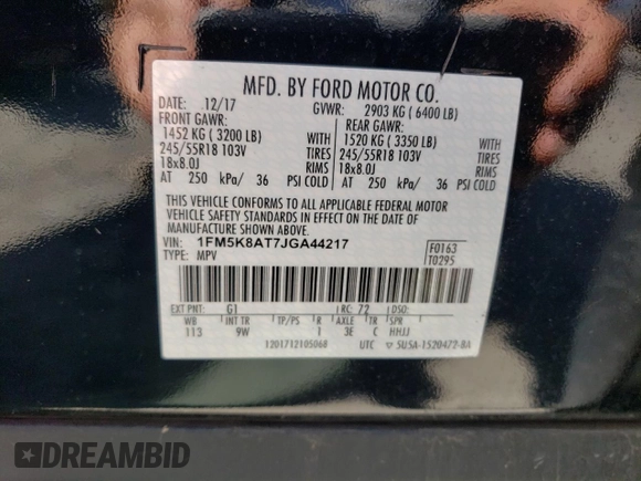 2018 Ford Police Interceptor Utility z VIN 1FM5K8AT7JGA44217, wystawiony jako Copart lot #53910515 z przebiegiem 49 310 mil mil oraz Tytuł czysty. Historia ofert i sprzedaży dostępna na DreamBid. Obrazek 12.