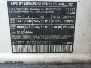 2007 Mercedes-Benz GL-Class with VIN 4JGBF71E67A202903, listed as a Copart auction lot 72782924 with 248,441 mi miles and Salvage Title. Bid and sale history available at carsss.com. Image 14.