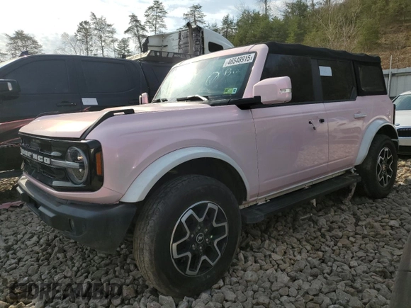 2022 Ford Bronco with VIN 1FMDE5BH3NLB86332, listed as a Copart auction lot 46548915 with 0 mi miles and Salvage Title. Bid and sale history available at carsss.com. Image 1.