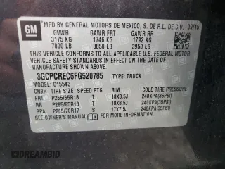 2015 Chevrolet Silverado 1500 LT with VIN 3GCPCREC6FG520785, listed as a Copart auction lot 42697355 with 160,799 mi miles and Salvage Title. Bid and sale history available at carsss.com. Image 15.