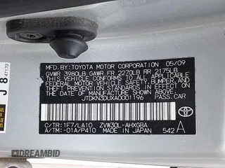 2010 Toyota Prius II with VIN JTDKN3DUXA0001196, listed as a IAAI auction lot 42246433 with 191,054 mi miles and . Bid and sale history available at DreamBid. Image 9.