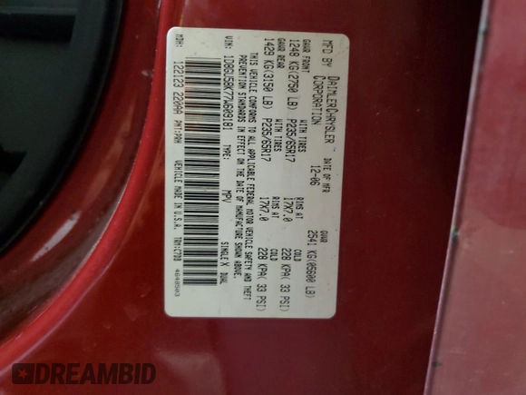 2007 Dodge Nitro SLT with VIN 1D8GU58K77W609181, listed as a Copart auction lot 51765775 with 123,391 mi miles and Salvage Title. Bid and sale history available at carsss.com. Image 14.