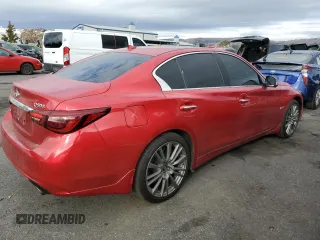 2018 Infiniti Q50 Red Sport 400 with VIN JN1FV7AR6JM481502, listed as a Copart auction lot 79382084 with 74,095 mi miles and Salvage title. Bid and sale history available at DreamBid. Image 3.