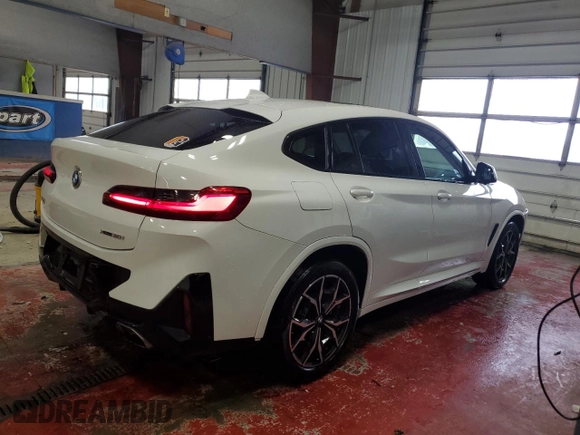 2023 BMW X4 xDrive30i with VIN 5UX33DT07P9P12954, listed as a Copart auction lot 42596275 with 27,590 mi miles and Salvage Title. Bid and sale history available at carsss.com. Image 3.